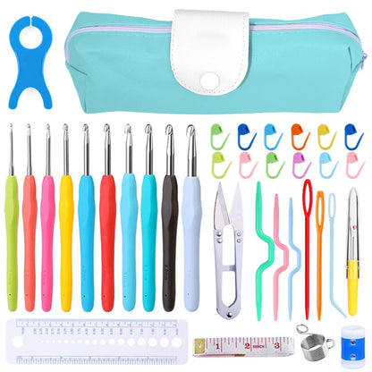 Colorful Knitting Needles Kit with Clips and Scissors Set