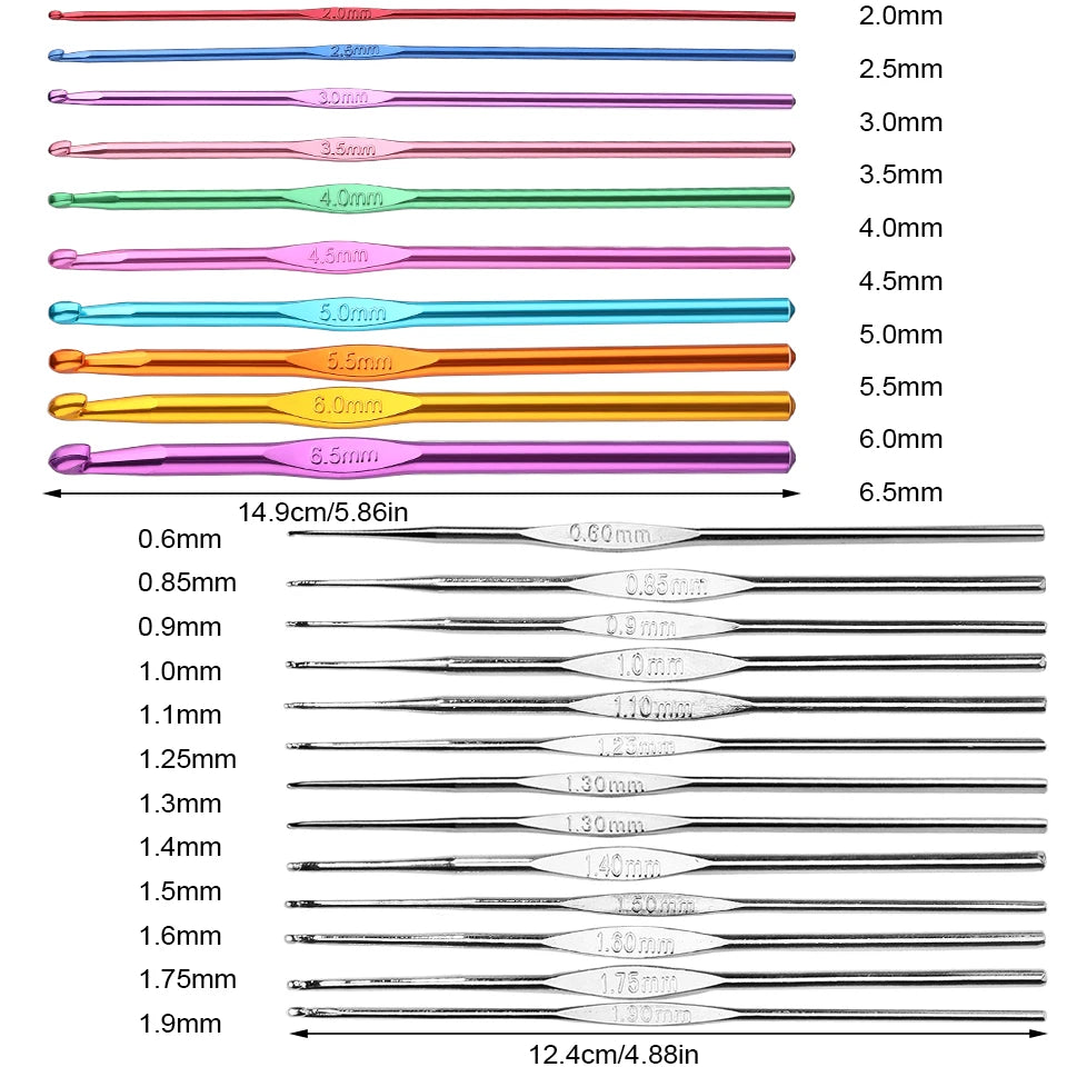 100 Piece Crochet Kit - Complete Aluminum Needle Set