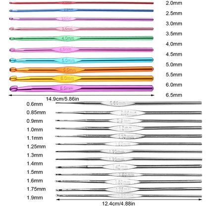 100 Piece Crochet Kit - Complete Aluminum Needle Set