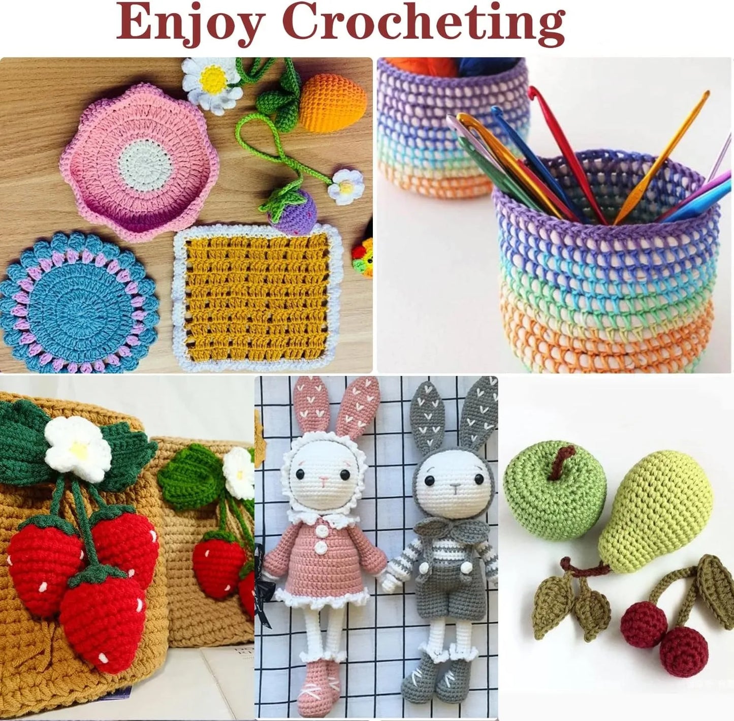 Portable 59Pcs Crochet Knitting Kit with Storage