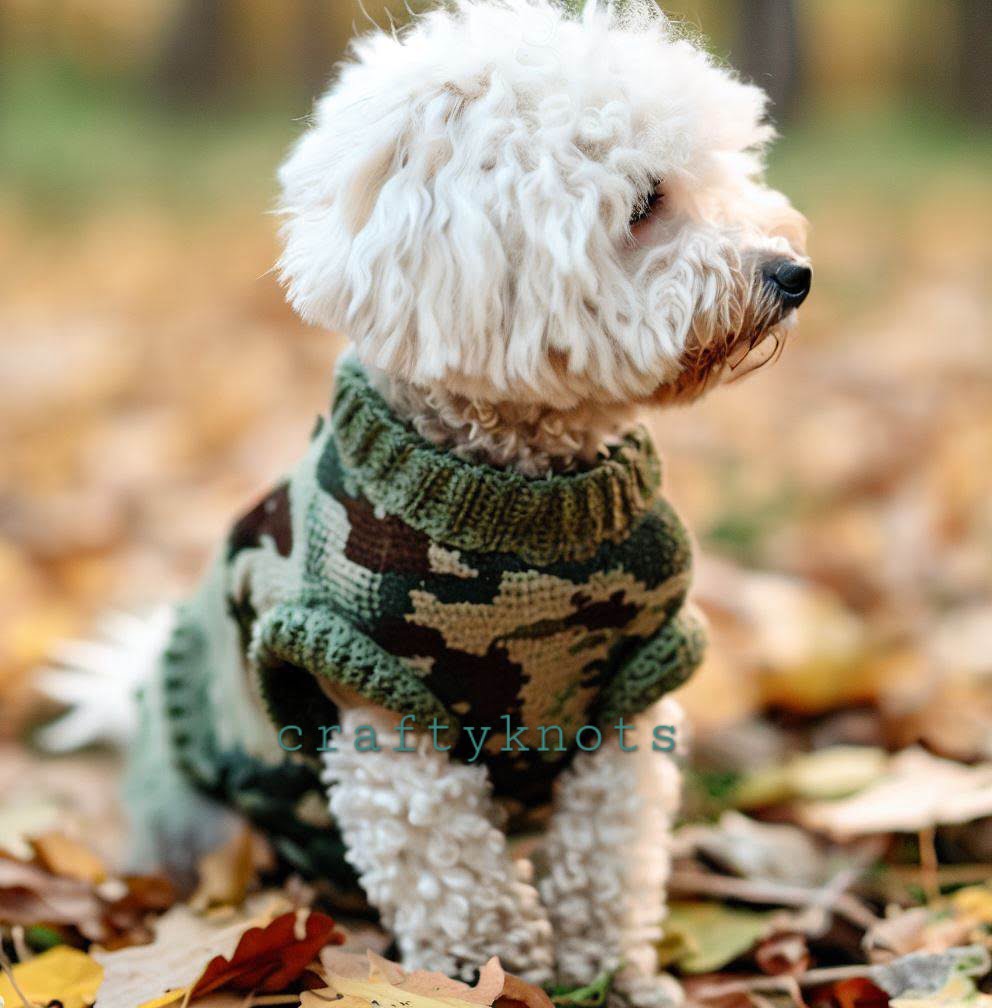 Camouflage Adventure Dog crochet Sweater Pattern