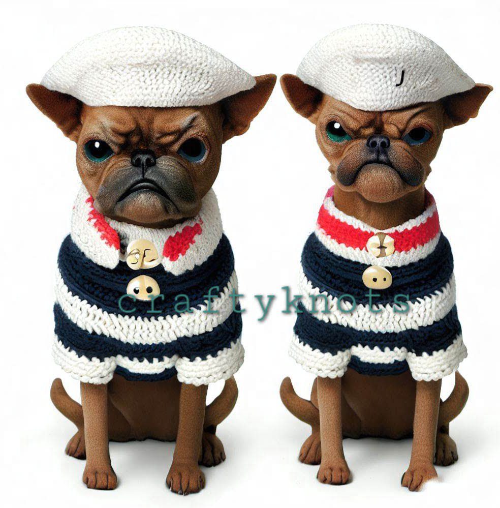 Nautical Sailor Dog Crochet Sweater Pattern