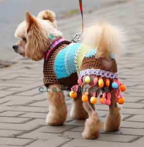 Crochet Dog Snood and Sweater Pattern with Pom Pom