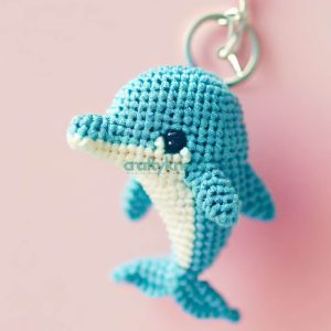 crochet dolphin keychain