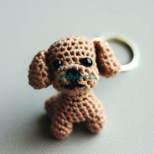 crochet puppy keychain