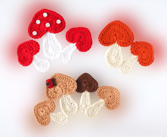 Mushroom Applique Free Crochet Pattern