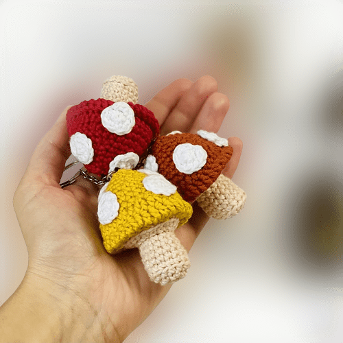 Mushroom Keyring Free Crochet Pattern
