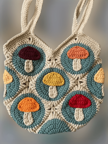 Mushroom Tote Bag Crochet Pattern